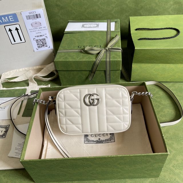 GG original calfskin marmont mini shoulder bag 634936 white