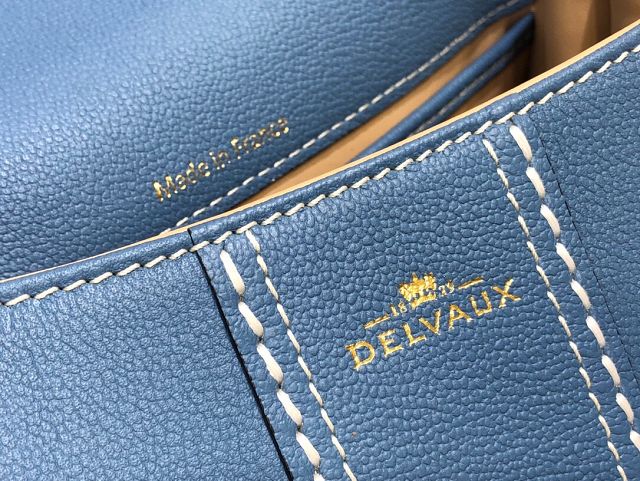 Delvaux original grained calfskin brillant mini bag AA0406 denim blue