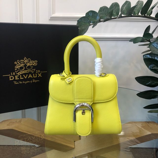 Delvaux original grained calfskin brillant mini bag AA0406 lemon yellow