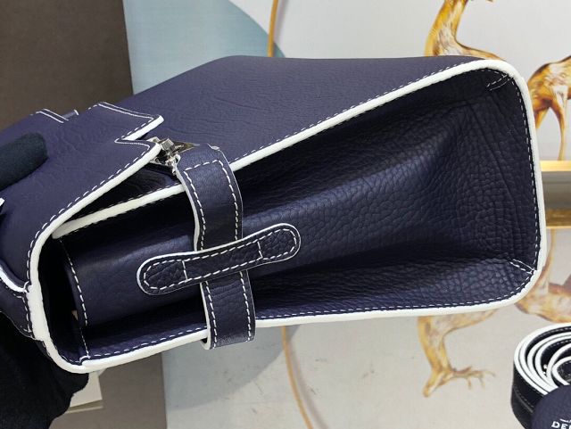 Delvaux original grained calfskin tempete medium bag AA0562 navy blue