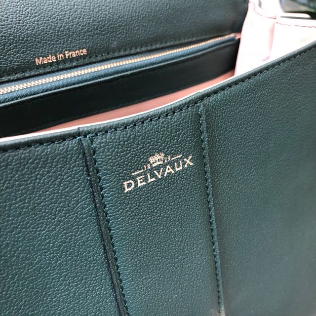Delvaux original grained calfskin brillant bag MM AA0555 blackish green