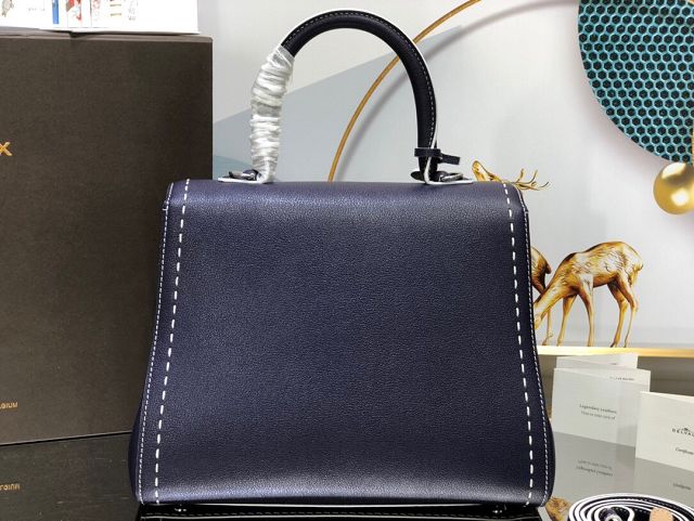 Delvaux original grained calfskin brillant bag MM AA0555 dark blue