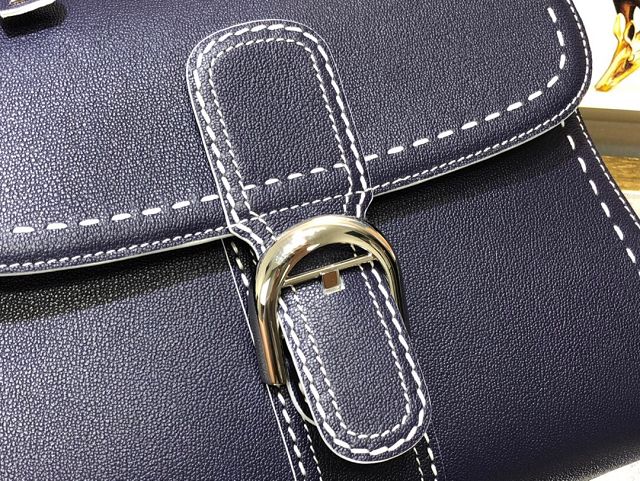 Delvaux original grained calfskin brillant bag MM AA0555 dark blue