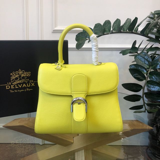 Delvaux original grained calfskin brillant bag MM AA0555 lemon yellow