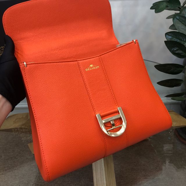 Delvaux original grained calfskin brillant bag MM AA0555 orange