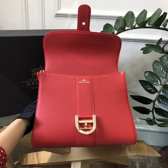 Delvaux original grained calfskin brillant bag MM AA0555 red