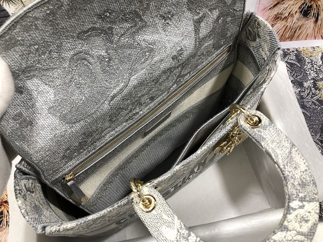 Dior original canvas large lady bag M0566 grey