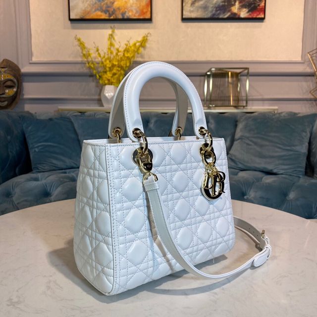 Dior original lambskin medium lady dior bag M0565 white