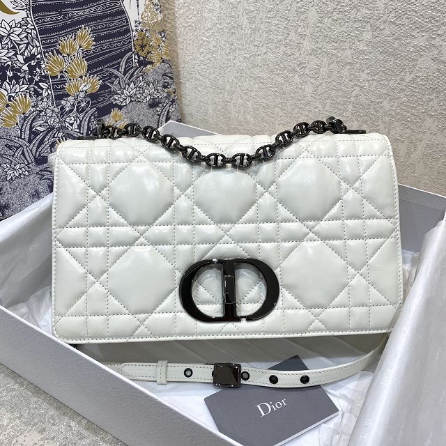 Dior original macrocannage calfskin  large caro bag M9243 white