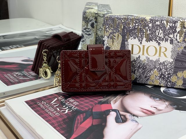 Dior original patent calfskin 5-gusset card holder S0074