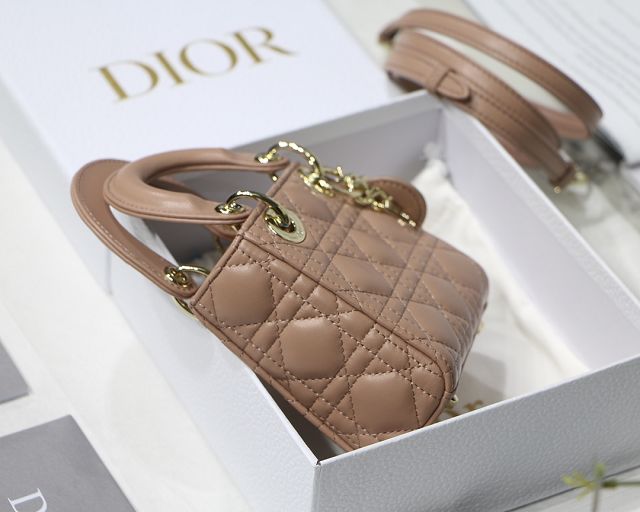 Dior original lambskin micro lady dior bag S0856 nude