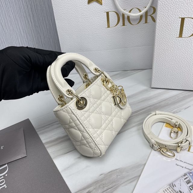 Dior original lambskin micro lady dior bag S0856 white