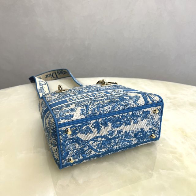 Dior original canvas medium lady bag M0565-5 blue