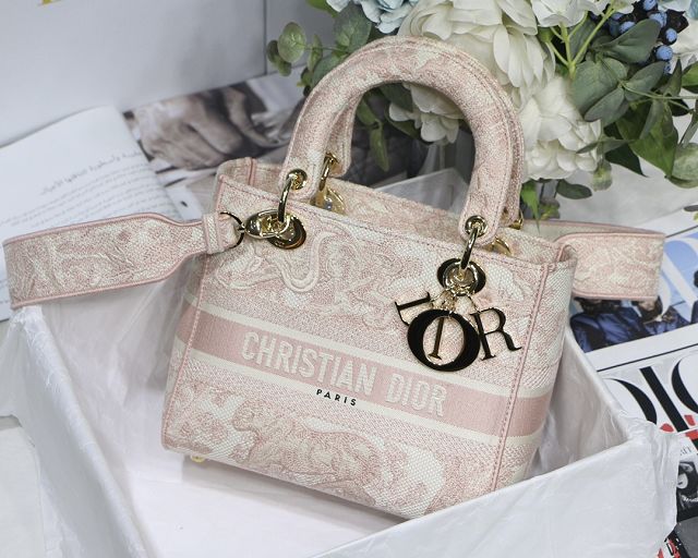 Dior original canvas medium lady bag M0565-5 light pink