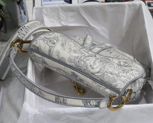 Dior original canvas saddle bag M0446 grey