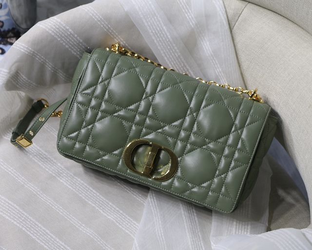 Dior original macrocannage calfskin large caro bag M9243 green