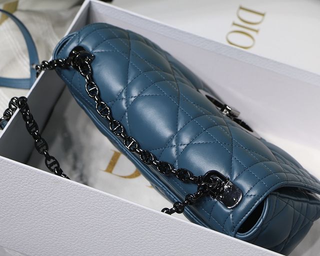 Dior original macrocannage calfskin medium caro bag M9242 blue