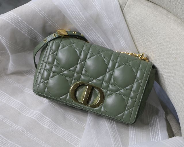 Dior original macrocannage calfskin medium caro bag M9242 green