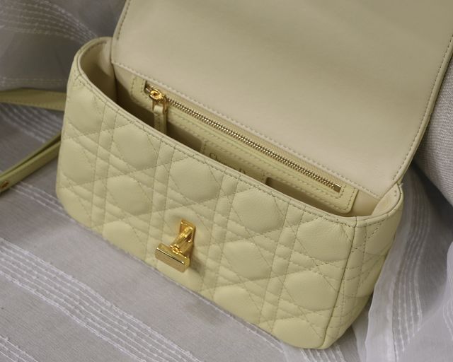 Dior original calfskin small caro bag M9241 light yellow