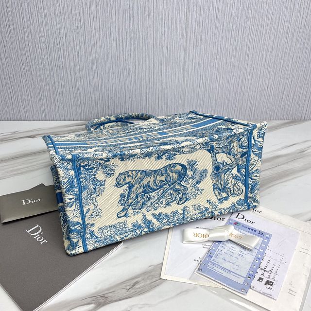 Dior original canvas medium book tote bag M1296-4 blue