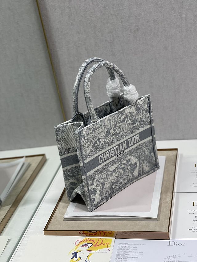 Dior original canvas small book tote bag M1265 gray