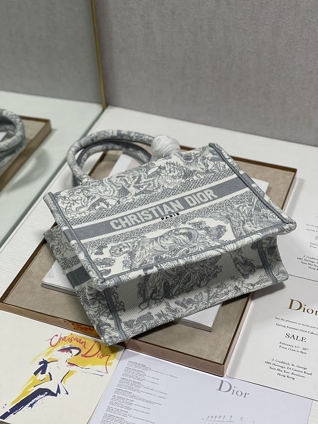 Dior original canvas small book tote bag M1265 gray