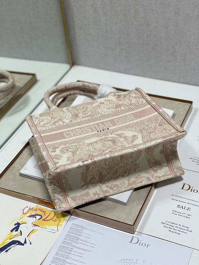Dior original canvas small book tote bag M1265 light pink