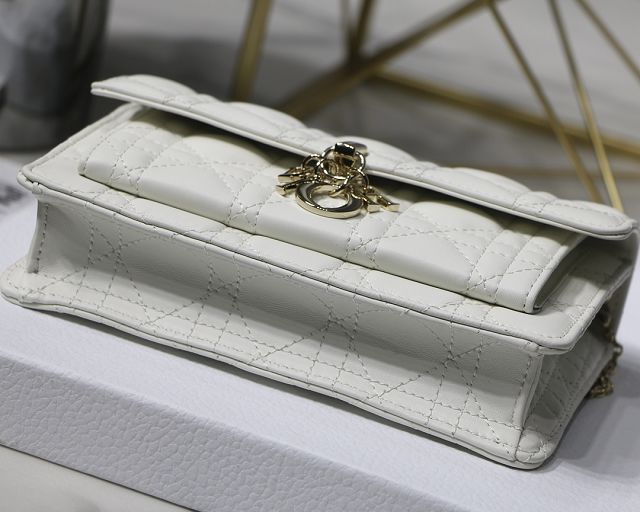 Dior original lambskin lady chain pouch S0937 white