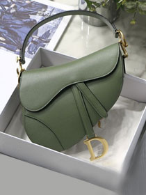 Dior original grained calfskin saddle bag M0446 green