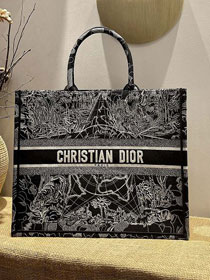 Dior original canvas large book tote bag M1286-3 black