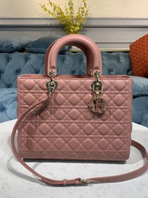 Dior original lambskin large lady dior bag M0566-2 pink