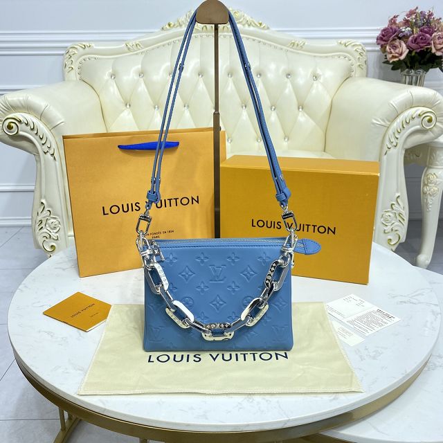 Louis vuitton original lambskin coussin BB bag M20574 blue