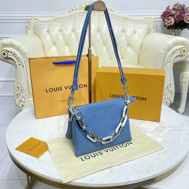 Louis vuitton original lambskin coussin BB bag M20574 blue