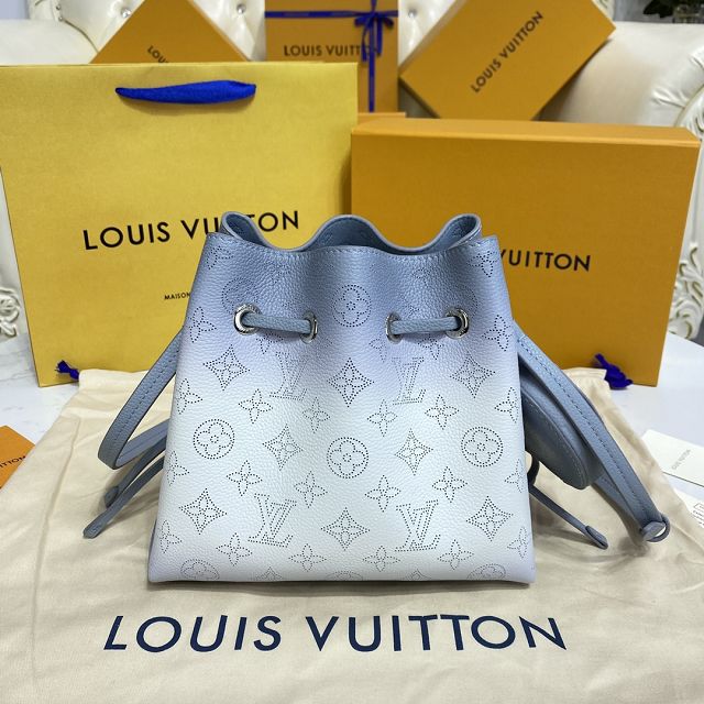 Louis vuitton original mahina leather bella bucket bag M20507 blue