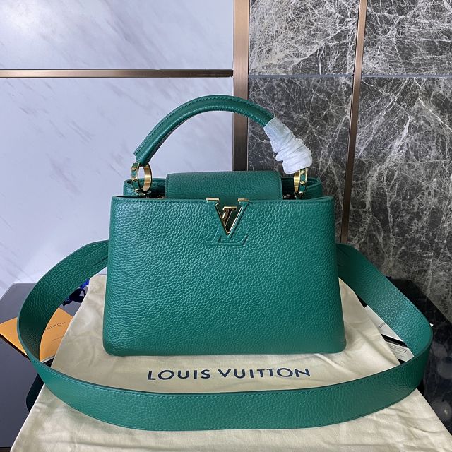 Louis vuitton original calfskin capucines BB handbag M59434 emerald