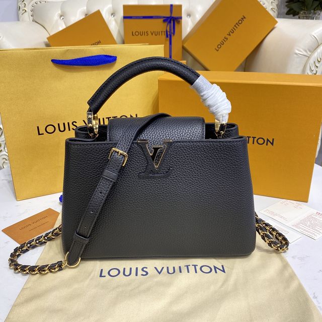 Louis vuitton original calfskin capucines BB handbag M59512 black