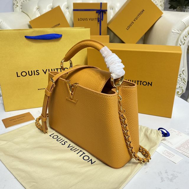 Louis vuitton original calfskin capucines BB handbag M59512 yellow