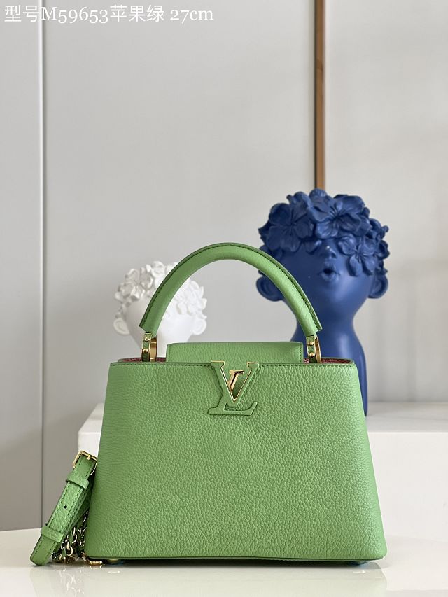 Louis vuitton original calfskin capucines BB handbag M59653 green