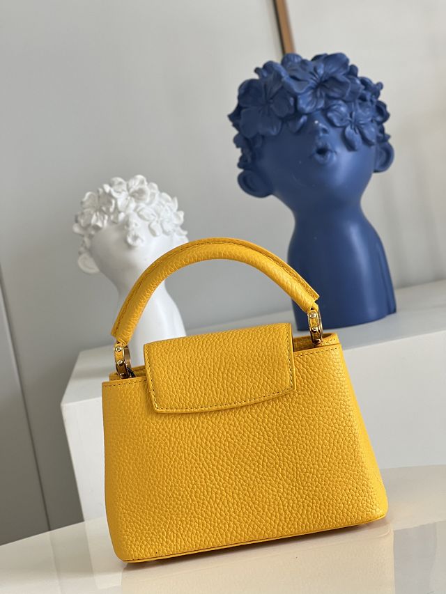 Louis vuitton original calfskin capucines mini handbag M59709 flower yellow