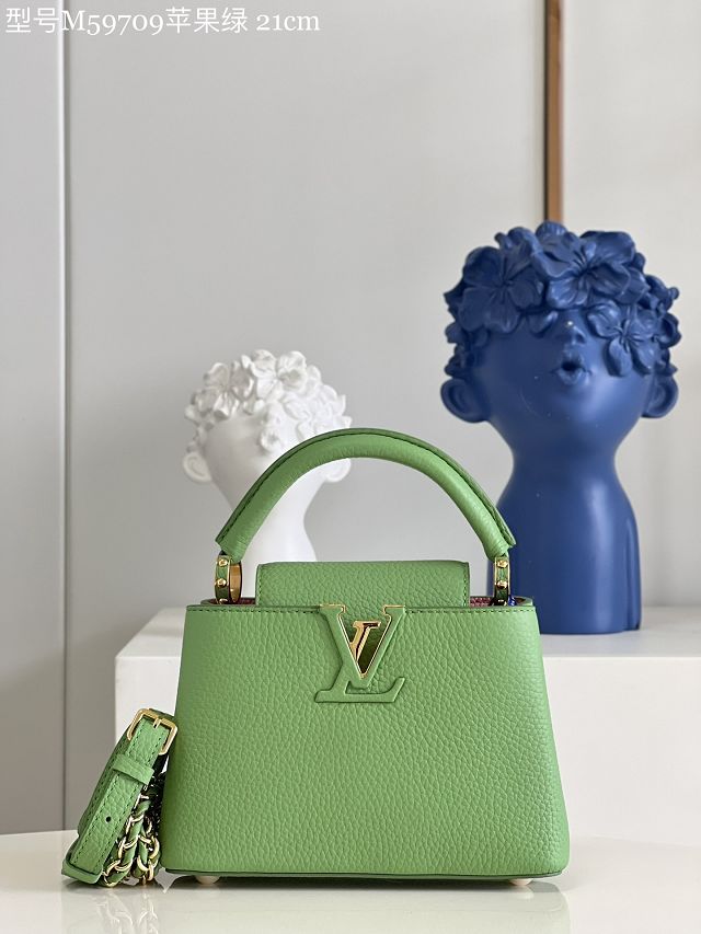 Louis vuitton original calfskin capucines mini handbag M59709 green