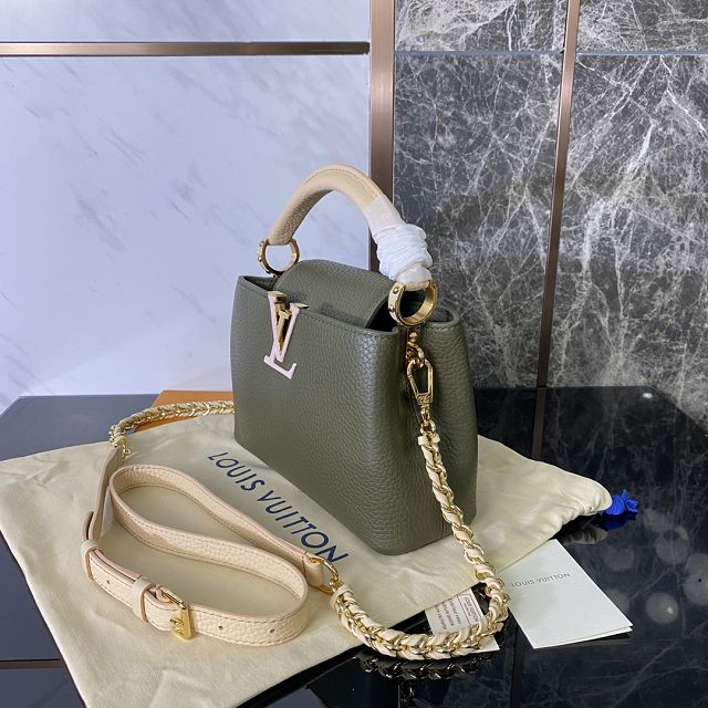 Louis vuitton original calfskin capucines mini handbag M59709 khaki green