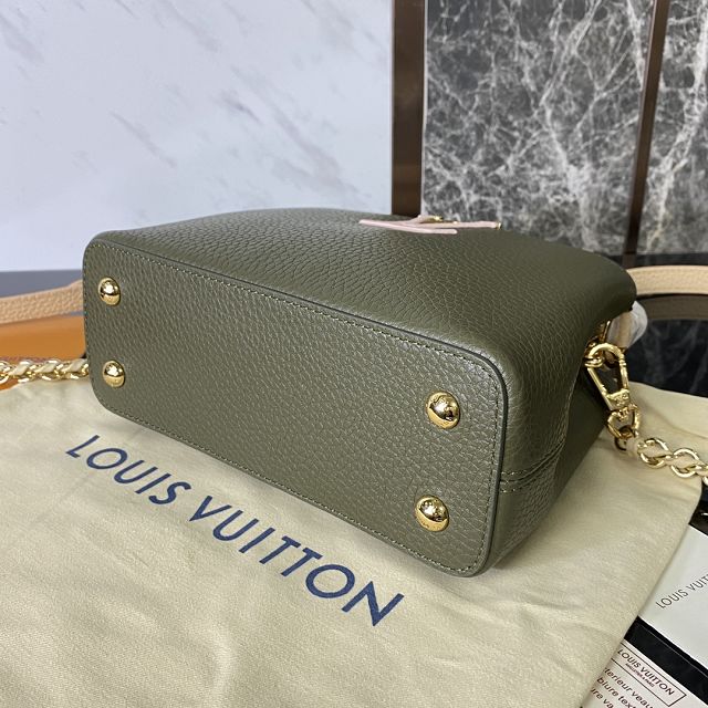 Louis vuitton original calfskin capucines mini handbag M59709 khaki green