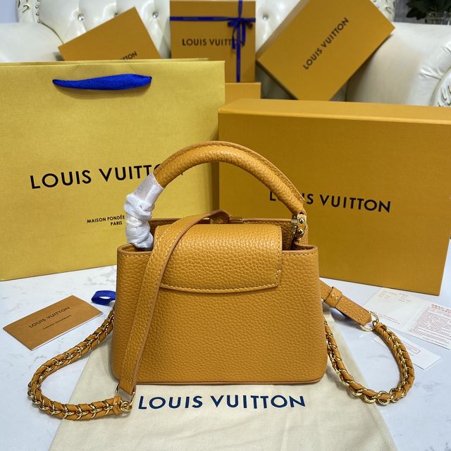 Louis vuitton original calfskin capucines mini handbag M59709 yellow