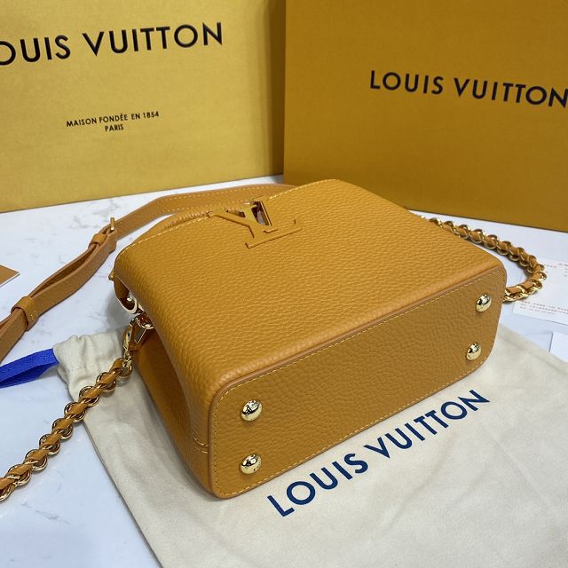 Louis vuitton original calfskin capucines mini handbag M59709 yellow