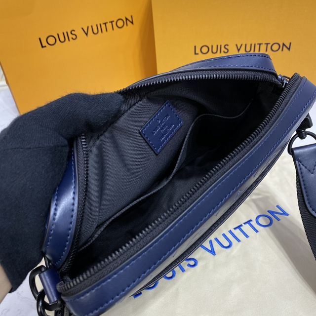 Louis vuitton original monogram calfskin messenger bag M45760 blue