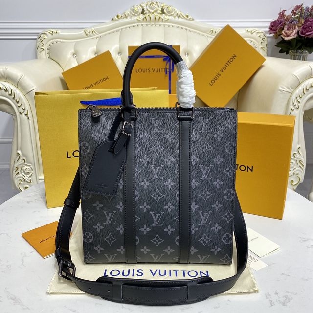 Louis vuitton original monogram eclipse sac plat bag M59960 black