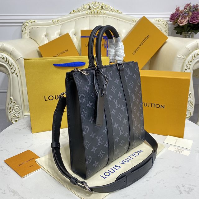 Louis vuitton original monogram eclipse sac plat bag M59960 black