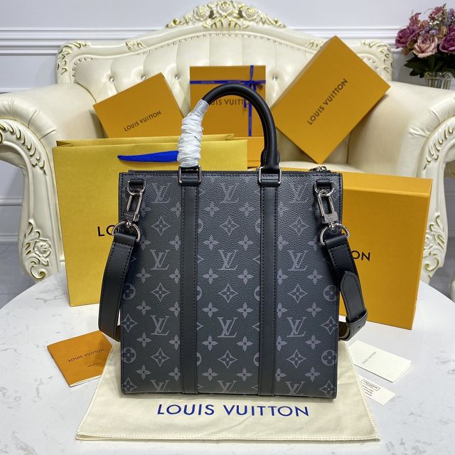 Louis vuitton original monogram eclipse sac plat bag M59960 black