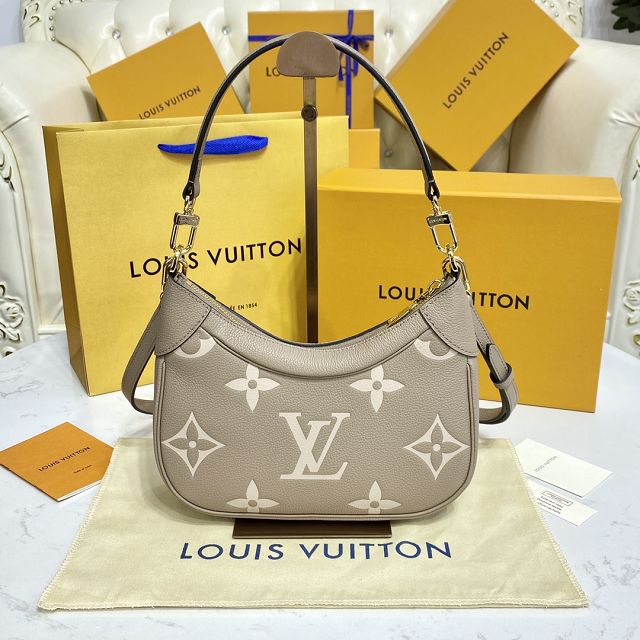 Louis vuitton original calfskin bagatelle BB hobo bag M46112 grey