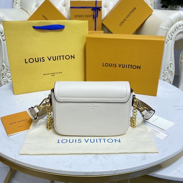 Louis vuitton original calfskin bucket bag M58555 white